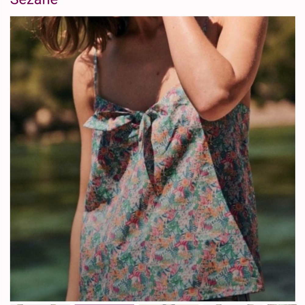 Sezane cotton Suzie tank liberty vert rose print